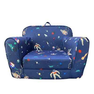 China Bedroom Modern Comfort Design Star Astronaut Unique Foldable Kids Chair Block Printed Canvas 1 Fold Child's Foam Chair for sale