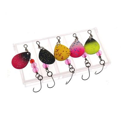 China 5pcs/box Iron Fishing Spinner 2.3g Spoon Bait With Single Hooks Metal Jig Fishing Lure Hard Bait Spoons for sale