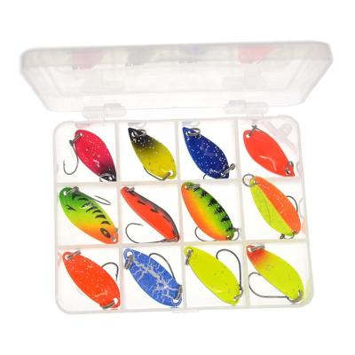 China 12PCS Multi Color Metal Trout Lures Metal Jig Spoon Bait Set Fishing Spoon Kit for sale