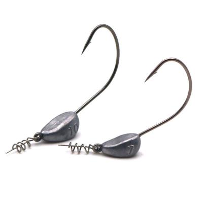 China JIG 3.5g/5g/7g/10g High Carbon Steel Hooks Lead Hook Fishing Bait Hook High Carbon Steel Soft Barbed Fishhook Lure for sale