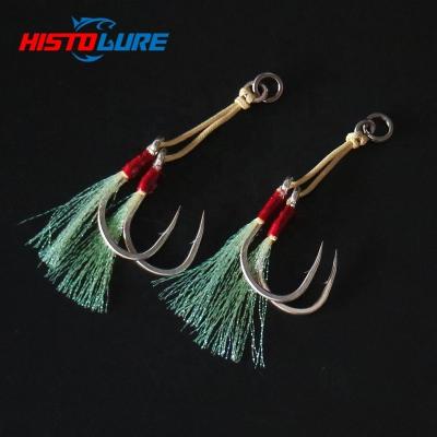 China High Carbon Steel Fish Hook 2 Pairs Jig Aid Hook 1/0# 5/0# 7/0# Double Feather Fishhook Building / Bag Metal Jig for sale