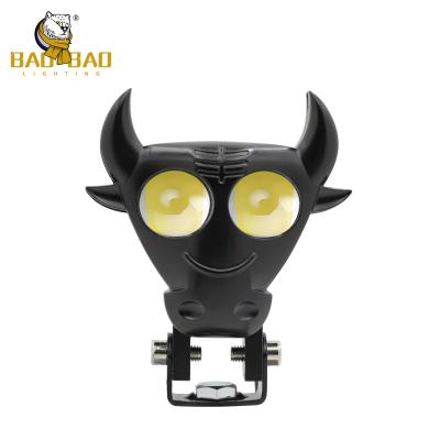 China Black Bull Horn Cartoon White Yellow Motorbike Spotlight LED Lamp Accessories for sale