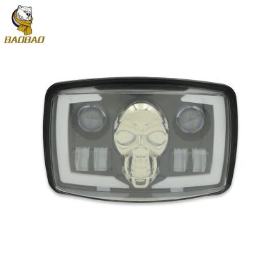 China 4 pulgadas de cráneo LED faro blanco amarillo verde anillo disponible para Harley Davidson en venta