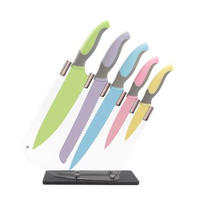 China Best Disposable Selling Colorful Nonstick Coating Knife Set With Food Contact Safe Kitchen Knife for sale