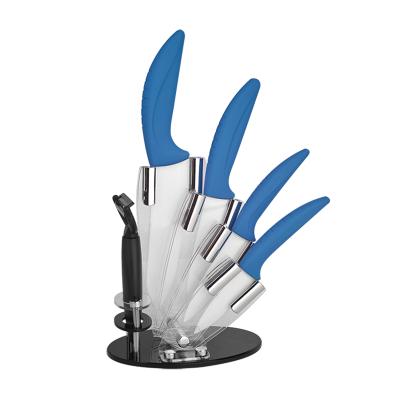 China Good quality disposable ceramic knife set with TPR handle and acrylic holder for sale