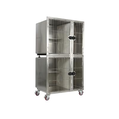 China CC1201 304 Stainless Steel Double Viable Pet Cat Indoor Platform Boarding Design Play Cage Suite Condo for sale