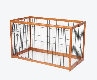 China Viable EPW - Metal Wire Dog Kennel Iron Fence Collapsible Rubber Wood Pet Cage Animal Pet Cage for sale