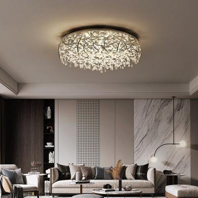 China Surface Mounted Modern Simple Light Nordic Luxury Crystal Remote Control Living Room Lights LED Ceiling Lights for sale