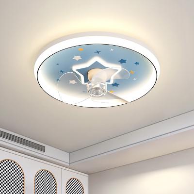 China New modern led fan light bedroom children's household ceiling lamp leaves 360 degrees shaking ceiling fan main light one for sale