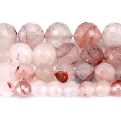 China Jewelry Necklace Bracelet Earring TangYi Making Point 6 8 10MM Natural Faceted Red Hematoid Quartz Round Loose Strand Stone Beads For Jewelry Making Bracelets Necklace for sale