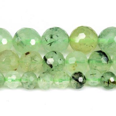 China Natural Faceted Prehnite Jewelry Necklace Bracelet Earring TangYi Earring Making 6 8 10MM Round Loose Strand Stone Beads For Jewelry Making DIY Bracelets Necklace Gift for sale