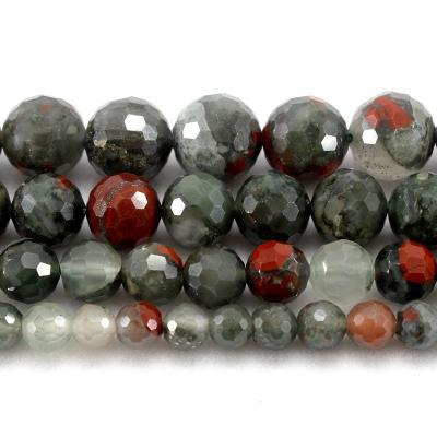 China Making Jewelry Necklace Bracelet Earring TangYi Natural Faceted African Bloodstone 6 8 10 12MM Round Loose Strand Stone Beads For Jewelry Making DIY Bracelets Necklace for sale