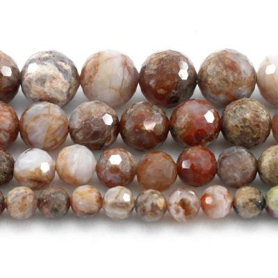 China Making Jewelry Necklace Bracelet Earring TangYi Natural Faceted Cut Frie Agate 6 8 10 12MM Round Loose Strand Stone Beads For Jewelry Making DIY Bracelets Necklace for sale