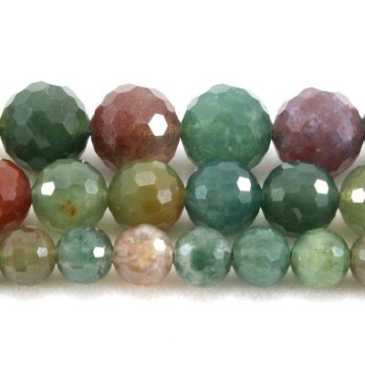 China Making Jewelry Necklace Bracelet Earring TangYi Natural Indian Agate Faceted Cut 6 8 10 12MM Round Loose Strand Stone Beads For Jewelry Making DIY Bracelets Necklace for sale