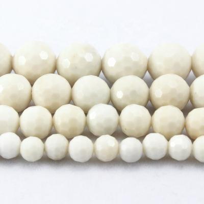 China Making Jewelry Necklace Bracelet Earring TangYi Natural Ivory Jade Faceted Cut 6 8 10 12MM Round Loose Strand Stone Beads For Jewelry Making DIY Bracelets Necklace for sale