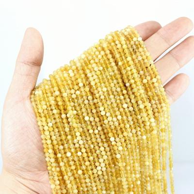 China For Jewelry Making Size Neckalce TangYi Bracelets Natural Micro Faceted 2 3 4MM Yellow Opals Round Loose Stone Strand Beads For Jewelry Making DIY Size Bracelets Necklace for sale