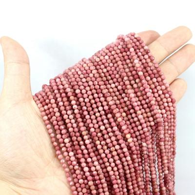 China Making Jewelry Waist Necklace Bracelet Earring TangYi Natural Micro Faceted Red Rhodonite 3MM Round Loose Strand Stone Beads For Jewelry Making DIY Waist Bracelets Necklace for sale