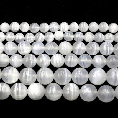 China Jewelry Making Necklace Bracelet Earring TangYi Polish Smooth Calcite Selenite 6 8 10MM Round Loose Strand Gemstone Beads For Jewelry Making Bracelets Necklace Earrings for sale