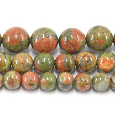 China Jewelry Necklace Bracelet Earring Making TangYi Natural Polish Unakite 4 6 8 10 12MM Round Loose Strand Stone Beads For Jewelry Making Bracelets Necklace Earrings for sale