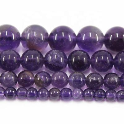 China Jewelry Necklace Bracelet Earring TangYi Making Natural Polish Soft Amethyst 4 6 8 10 12MM Round Loose Strand Stone Beads For Jewelry Making Bracelets Necklace for sale