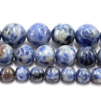 China Natural Blue Sodalite Dot Jewelry Necklace Bracelet Earring TangYi Earring Making 4 6 8 10 12MM Round Loose Strand Stone Beads For Jewelry Making Bracelets Necklace Accessories for sale