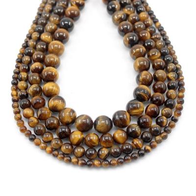 China Making Jewelry Necklace Bracelet Earring TangYi Natural Tiger Eyes AB+ Quality 4 6 8 10 12MM Polish Smooth Round Loose Strand Beads For Jewelry Making Bracelets Necklace for sale