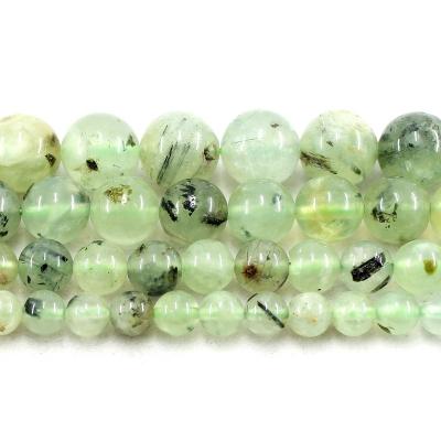 China Jewelry Necklace Bracelet Earring Making TangYi Natural Polish Smooth Prehnite 6 8 10MM Round Loose Strand Beads For Jewelry Making Bracelets Necklace Earrings Men Women for sale