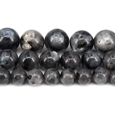 China Making Jewelry Necklace Bracelet Earring TangYi Natural Smooth Larvikite Black Labradorite 4 6 8 10 12 14MM Round Loose Stone Beads For Jewelry Making Bracelets Necklace for sale