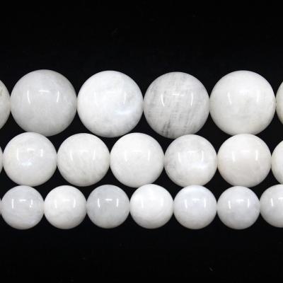 China Natural White Moonstone Jewelry Necklace Bracelet Earring TangYi Making 6 8 10MM Polish Round Loose Strand Stone Beads For Jewelry Making Bracelets Necklace Earrings for sale