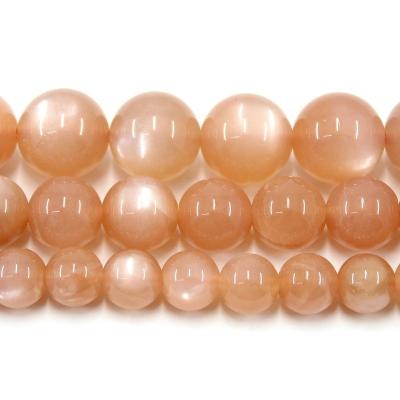 China Jewelry Necklace Bracelet Earring TangYi Natural Orange Moonstone 6 8 10MM High Quality Round Loose Stone Beads For Jewelry Making Bracelets Necklace Earrings for sale