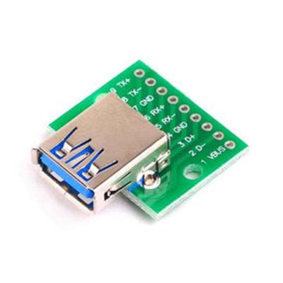 China Standard Female USB3.0 Plugs TO DIP Modules Adapters Pin 2.54 Integrated Female USB3.0 Plugs TO DIP Modules for sale