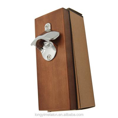 China Viable new product! ! ! Wooden Board Metal Bottle Opener Wall Mount for sale