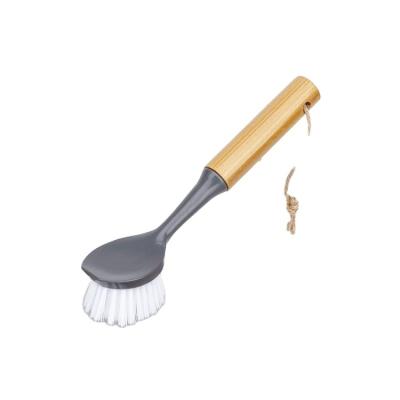 China Viable Cheap Plastic Bamboo Handle Round Sink Cleaning Brushes Kitchen Brush Dish Brush for sale