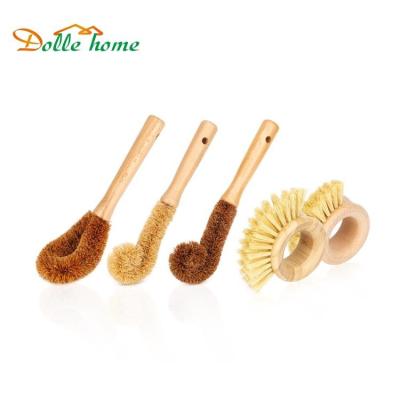 China Sisal Sustainable Natural Eco-Friendly Natural Eco-Friendly Wooden Dish Zero Waste Bamboo Pot Pan Pot Handle Bottle Coconut Bowl Kitchen Cleaning Brush for sale