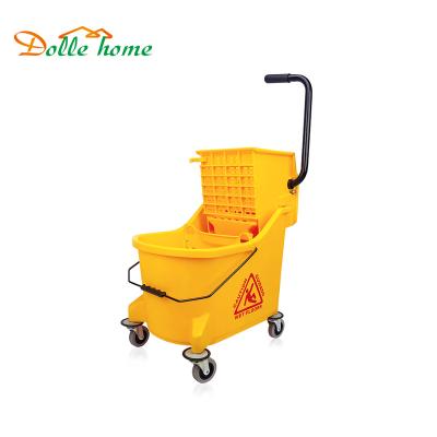 China Hot Selling Viable 33 Liter Plastic Broom Wringer Cleaning Buckets With 4 Wheels for sale