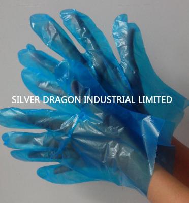 China Blue HDPE disposable gloves, Embossed, Size S,M,L for sale