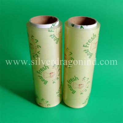 China The cheapest PVC food cling film with custom logo printed for sale