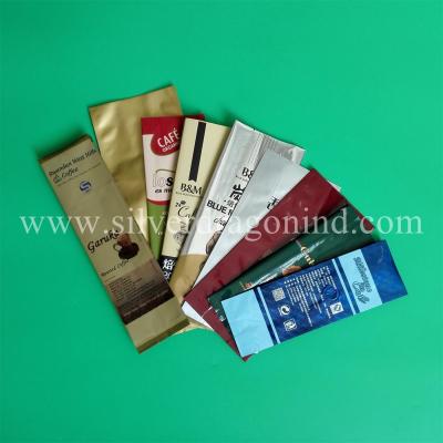 China OEM coffee bags, side-sealed, back-sealed, quad-sealed shape, with valve for sale