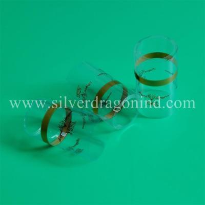 China Clear PVC shrink cap seals with logo printed for 750ml spirit, no top cover, with tear strip for sale