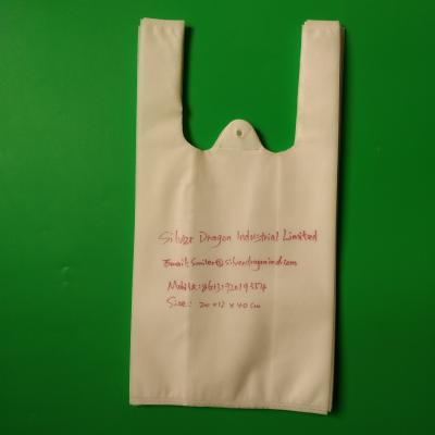 China White Non woven T-shirt shopping bag,  30gsm, 20+12x40cm,100% virgin, eco-friendly for sale