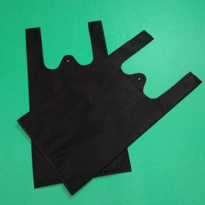 China Biodegradable Non woven T-shirt shopping bag, black color, 30gsm, Tiny size 20+12x40cm,100% virgin, eco-friendly for sale