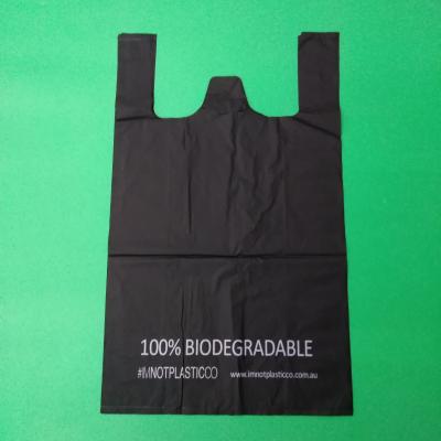 China 100% biodegradable and compostable shopping bag, black color, size 0.025mm x (30+15)x50cm, withstand 5kg for sale