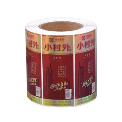 China Gold waterproof cardboard label red wine UV self-adhesive trademark sticker roll up self-adhesive label printing customization for sale