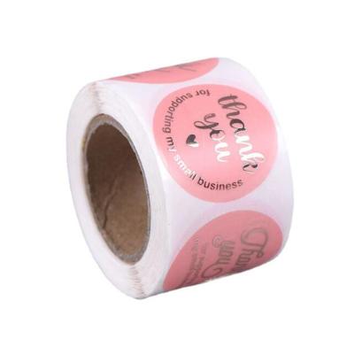 China Waterproof Wholesale Adhesive Round Labels Hot Gold Foil Flower Vinyl Custom Roll Thank You Decoration Sticker for sale