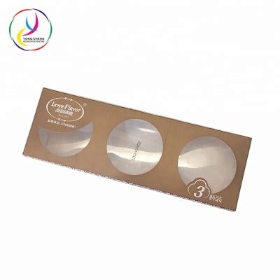 China Recyclable 3 Cups Ice Cream Paper Packaging Cardboard Box With Window for sale