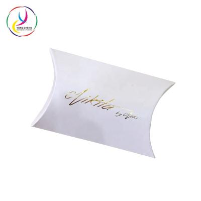 China Recyclable Gold LOGO Cardboard Packaging Gift Pillow Hot Stamping Box for sale