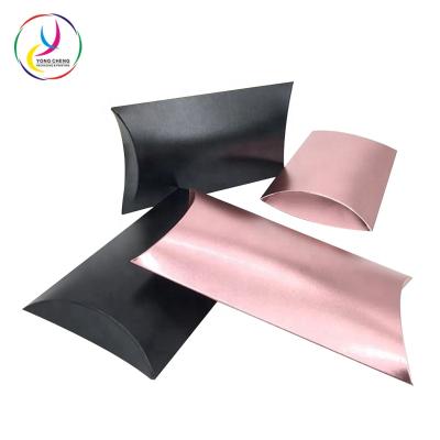 China Recyclable Shiny Rose Gold Pillow Box Packaging With One Color Logo for sale