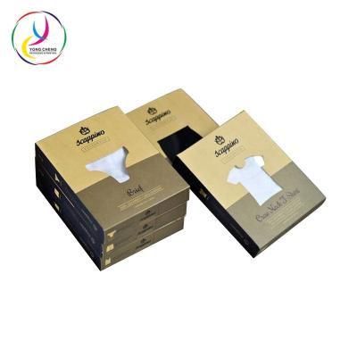 China Recyclable T Shirt Packaging Kraft Paper Box With T Shirt Window Storage Box Container for sale