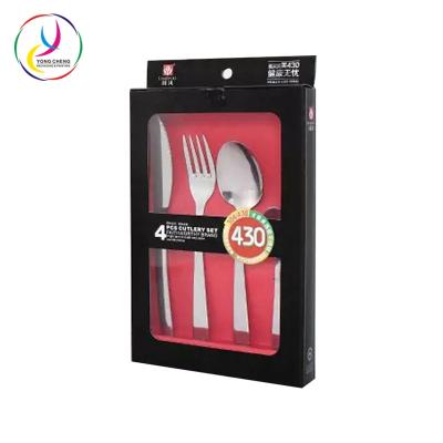 China Recyclable Paper Box For 4pcs Cutlery Set Packaging With Big Window for sale