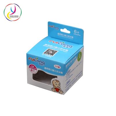 China Recyclable printed baby pacifiers box with window cardboard soother packaging for sale